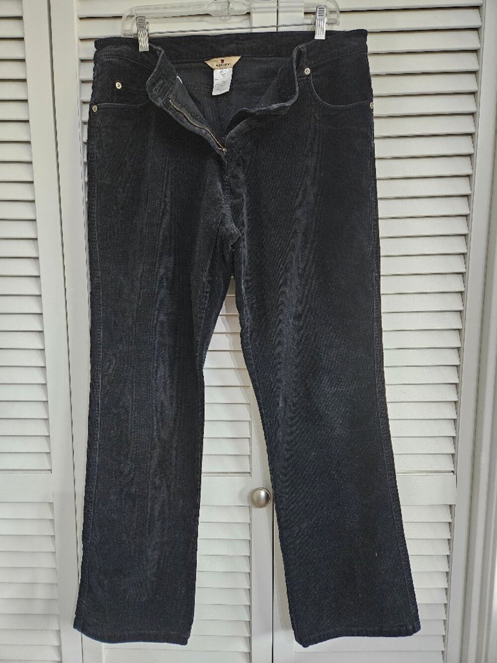 Woolrich Corduroy Pants 1030 Women 12 Black Stretch Straight Hi-Rise